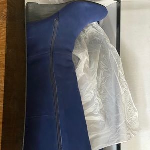 NAVY SUEDE WEDGE BOOTS